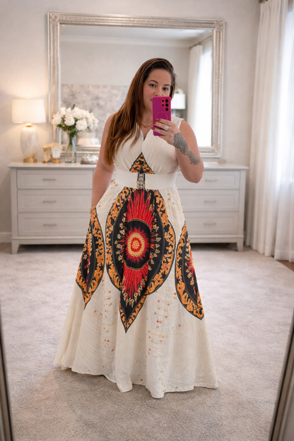 Vestido de Mujer Blanco Estampado