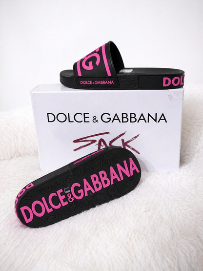 Sandalias Slide Luxury/Linea Premium/Negro y Rosa