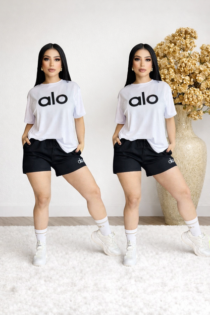 Conjunto Sport Chic Essential/Blanco y Negro