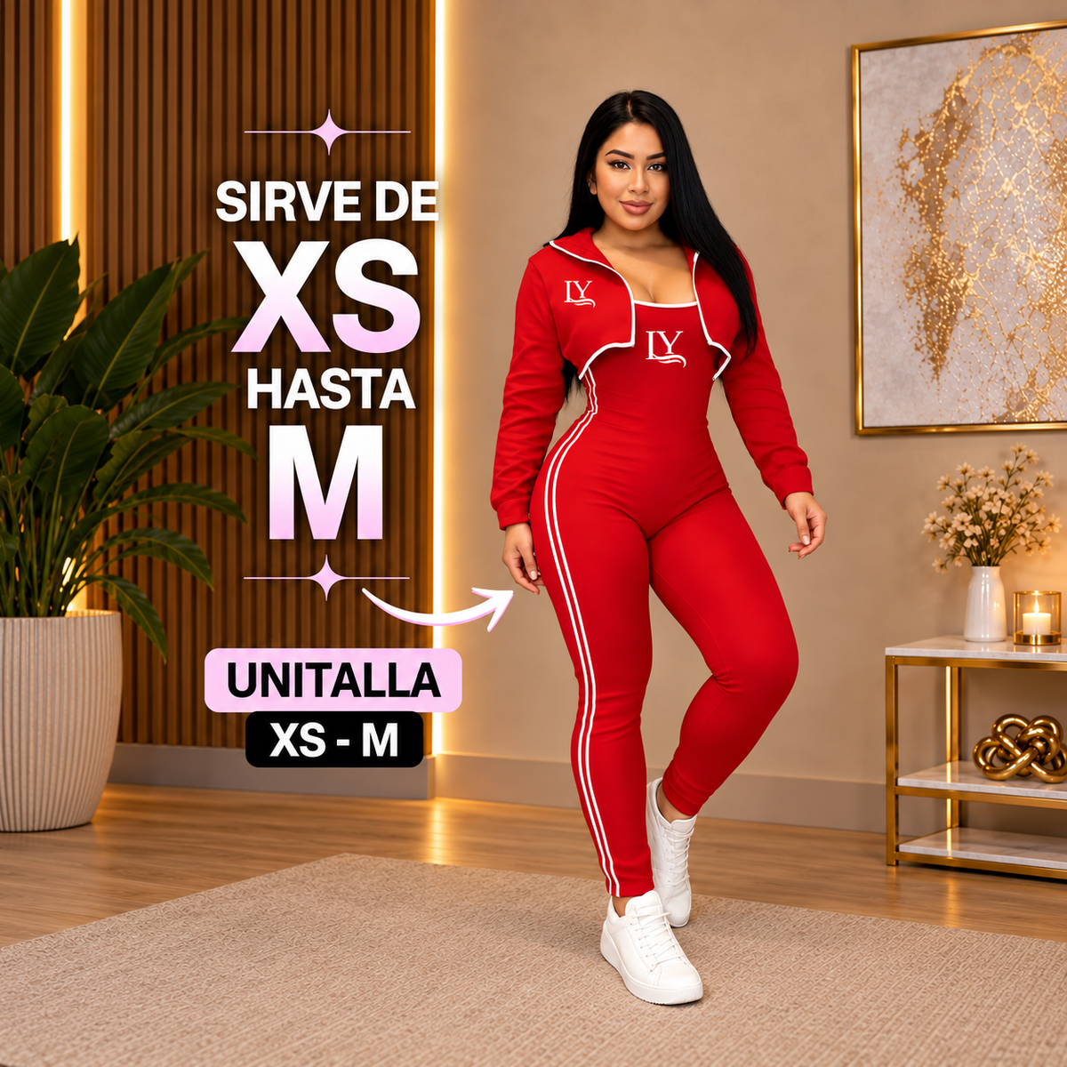 Jumpsuit LY and Cropped Jacket Set|RED