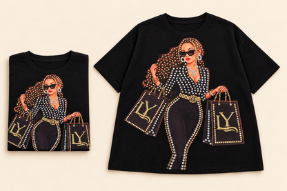 Glam Girl Rhinestone Oversize T-Shirt