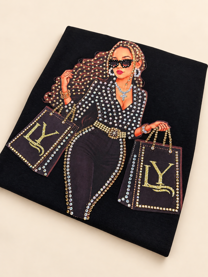 Glam Girl Rhinestone Oversize T-Shirt